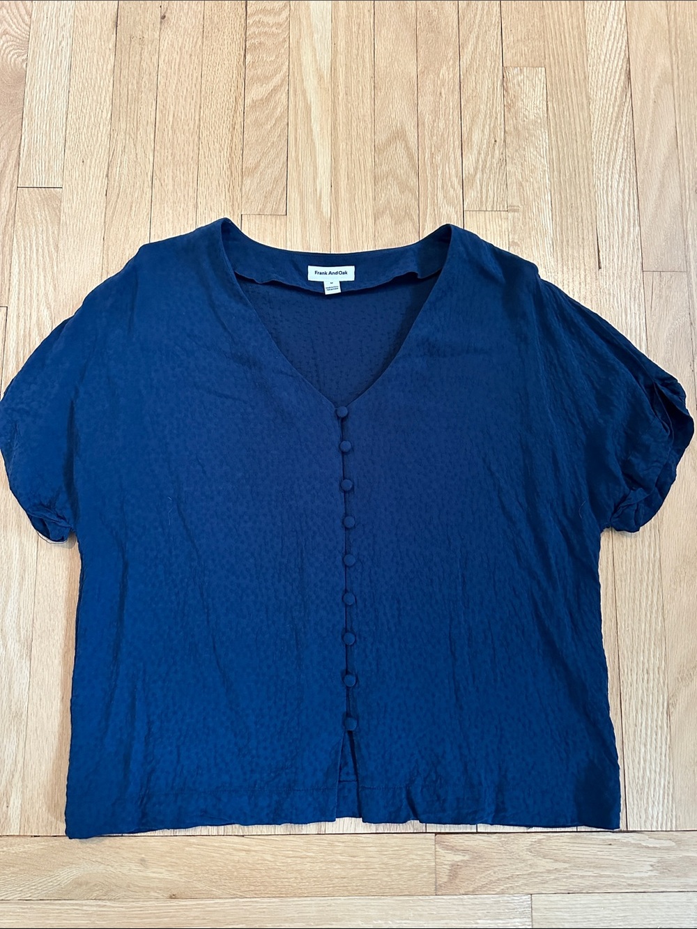 5 for $25 // Frank and Oak navy boxy fit button-up blouse